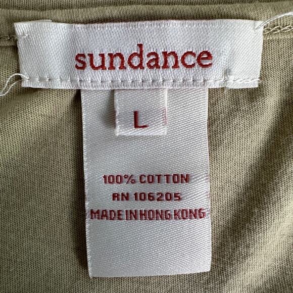 Sundance Babydoll Blouse Top Large Tan Khaki Scoop Neck Cottagecore Boho Preppy - Picture 7 of 9